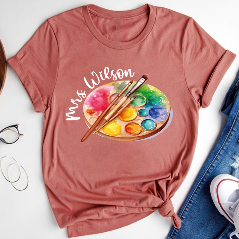 Personalized Artist Palette Teacher T-Shirt