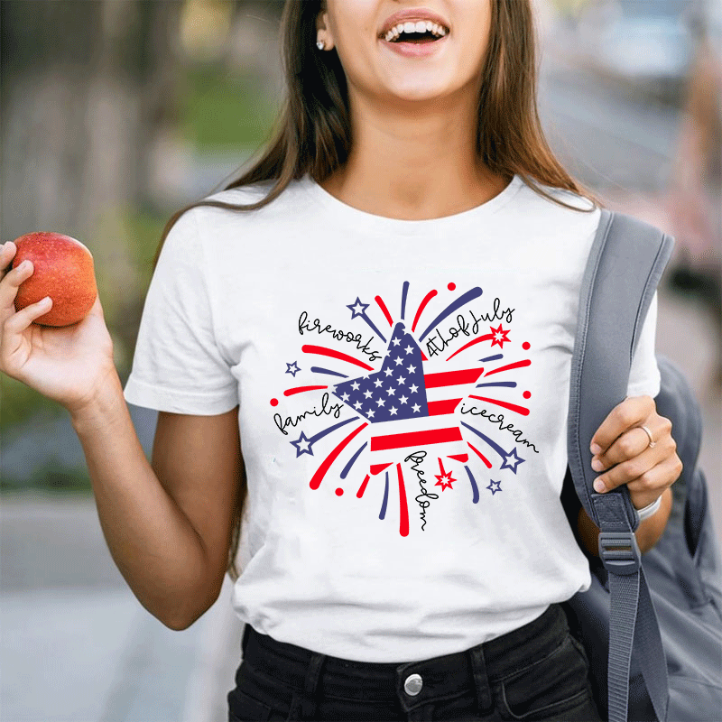 Firework 4th of July Teacher T-Shirt