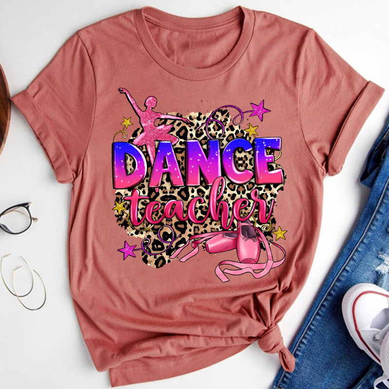 Leopard Print Pink Dance Teacher T-Shirt