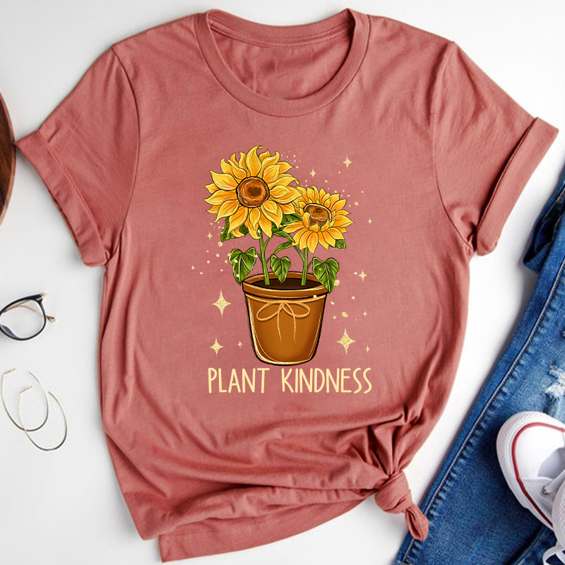 Plant Kindness Sunflower Teacher T-Shirt
