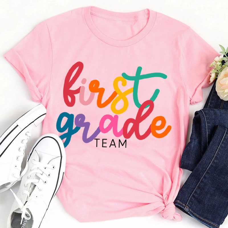 Personalized Simple Primary Color Teacher T-Shirt