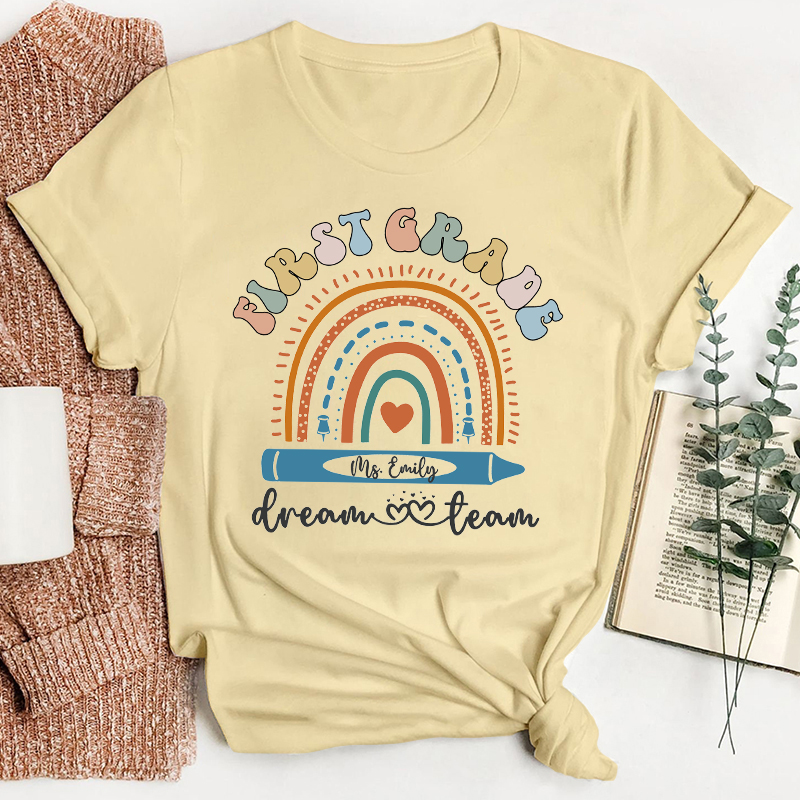 Personalized Retro Back To School Teachers Garten Name Teacher T-Shirt