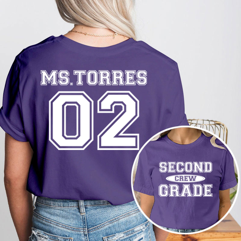 Personalized My Class Crew Teacher Two Sided T-Shirt