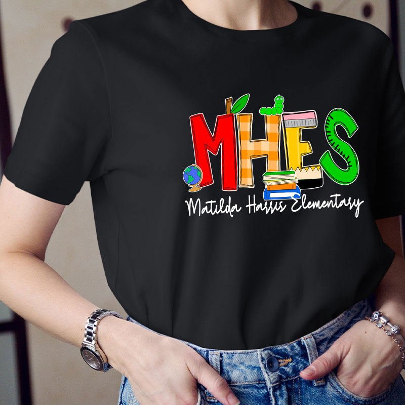 Personalized School Initials And Name Teacher T-Shirt