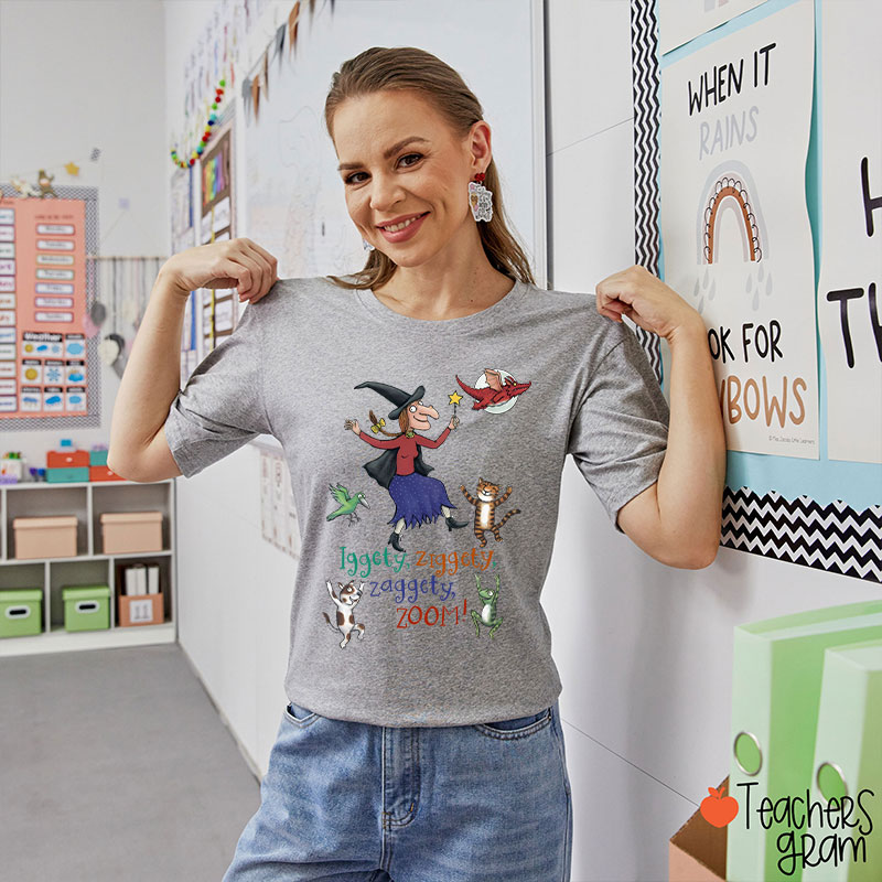 Room On The Broom Iggety Ziggety Teacher T-Shirt