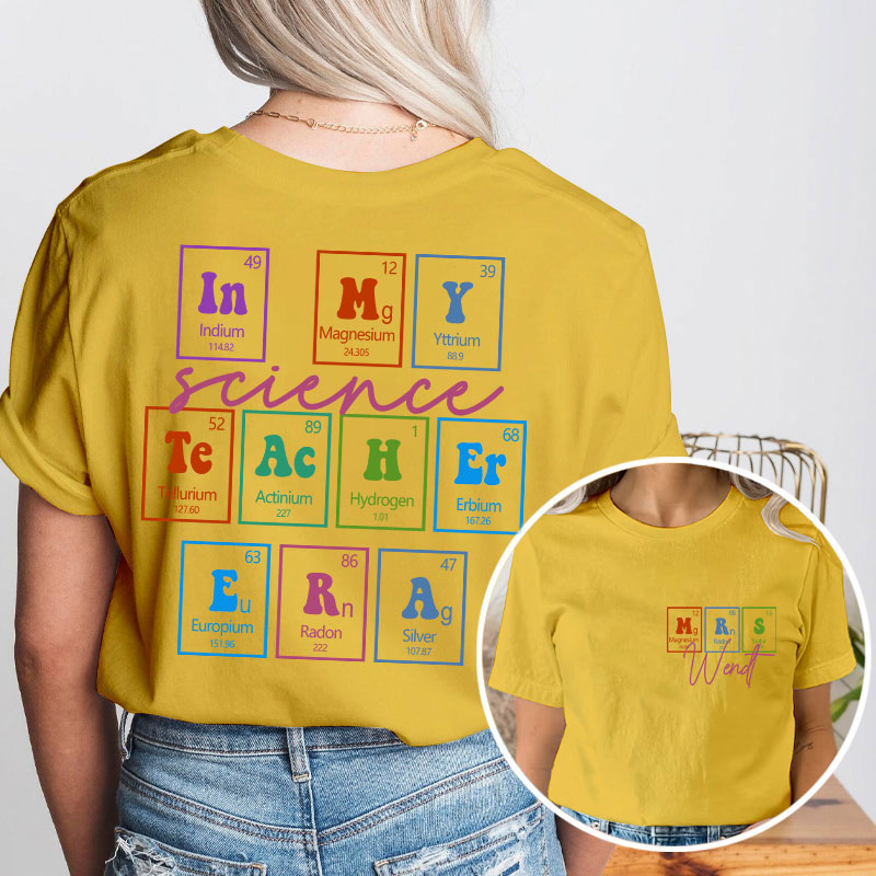 Personalized Name Science Teacher Two Sided T-Shirt
