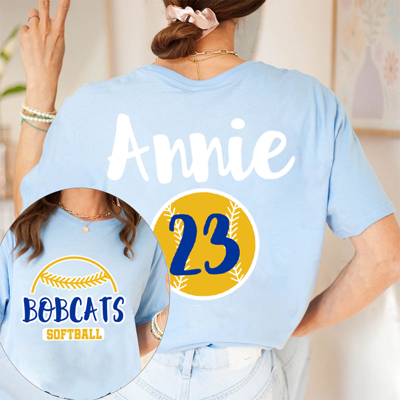 Personalized Mascot Sport Your Name And Number Game Day Teacher Two Sided T-Shirt