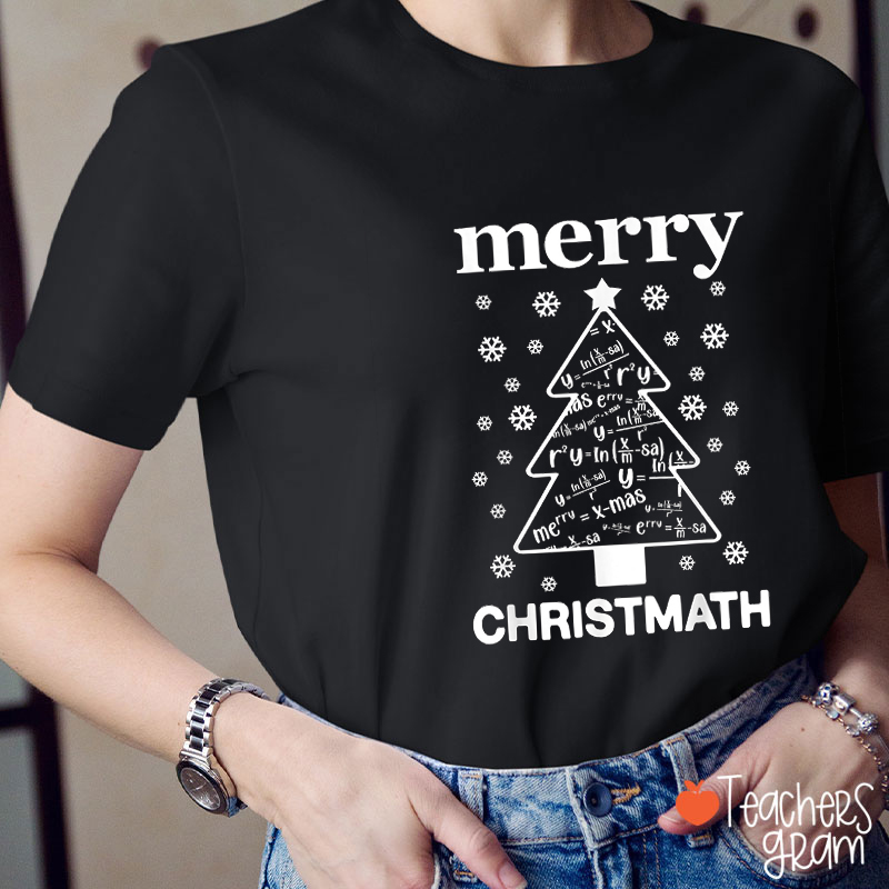 Merry Christmath Tree Math Teacher T-Shirt