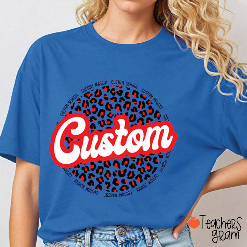 Personalized Mascot Leopard School Spirit Teacher T-Shirt