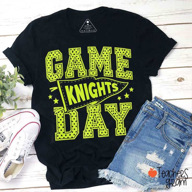 Personalized Cute Dot School Spirit Game Day Teacher T-Shirt