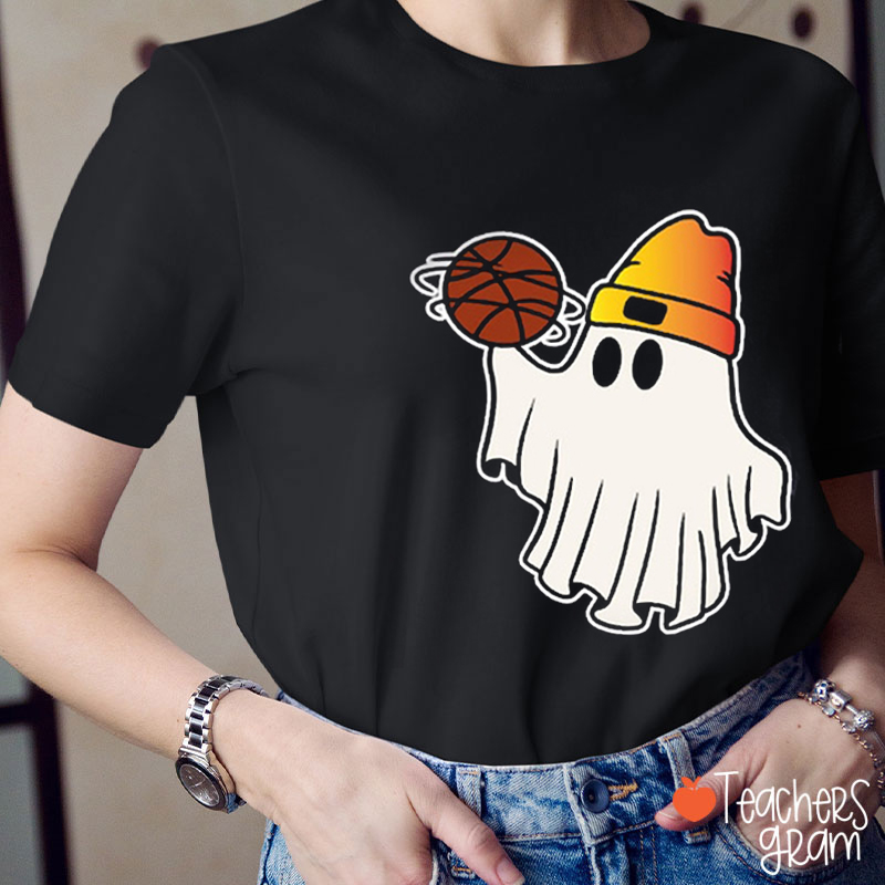 Ghost Playing Basketball Teacher T-Shirt