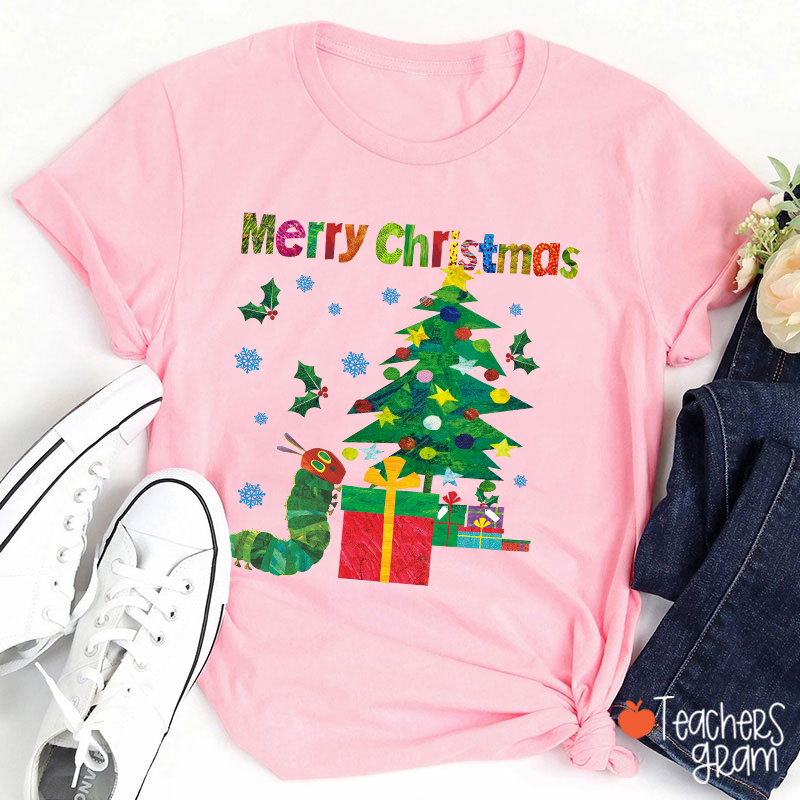 Very Hungry Caterpillar Merry Christmas Teacher T-Shirt