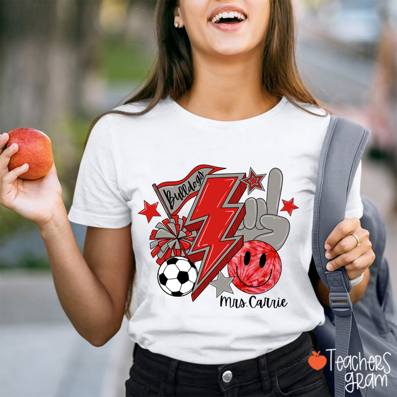 Personalized Mascot And Sport Lightning Cheer Up Teacher T-Shirt
