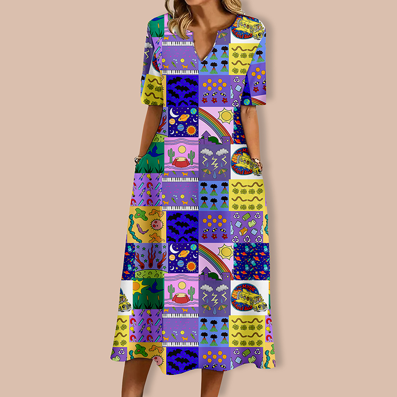 Take Chances Make Mistakes Get Messy Teacher V-Neck Long Dress