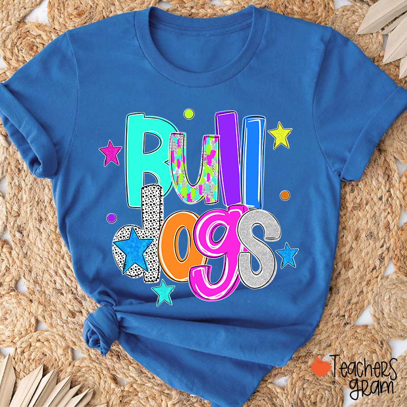 Personalized Mascot Colorful Font Sart Polka Dots Teacher T-Shirt