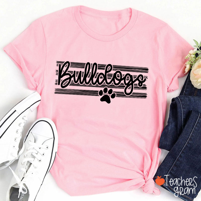 Personalized Mascot On Stripes Spirit Game Day Teacher T-Shirt