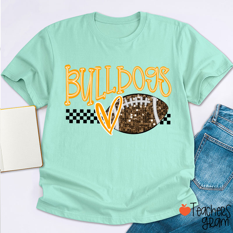 Personalized Mascot And Sport Checkered Love Heart Teacher T-Shirt