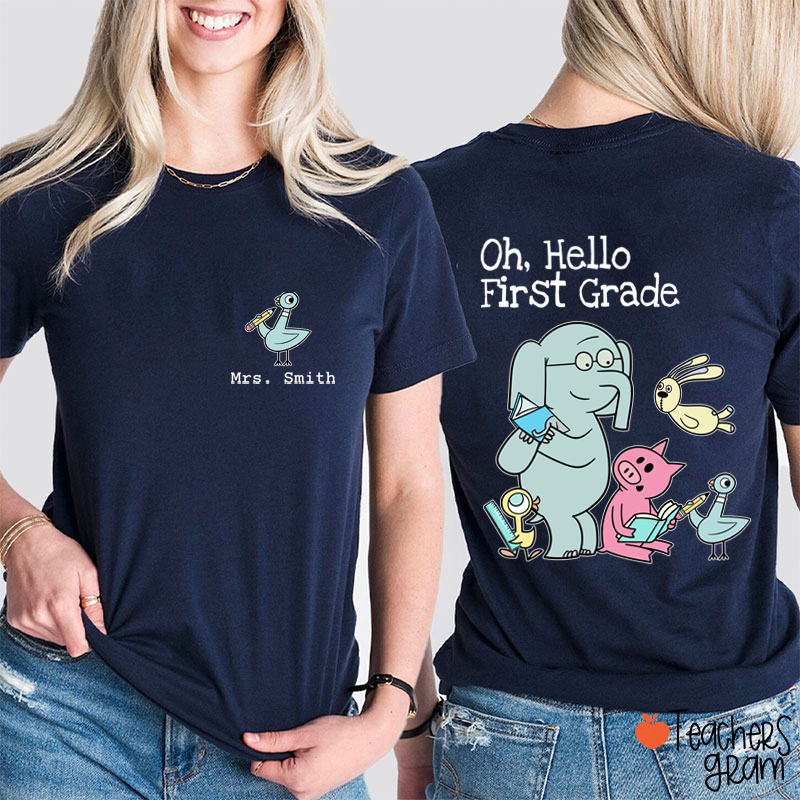 Personalized Grade And Name Oh Hello Bruh Teacher Two Sided T-Shirt