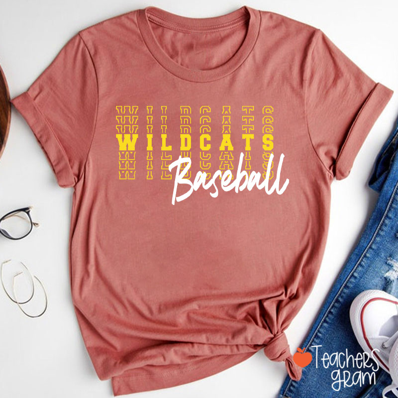 Personalized Mascot Text Stacking Teacher T-Shirt