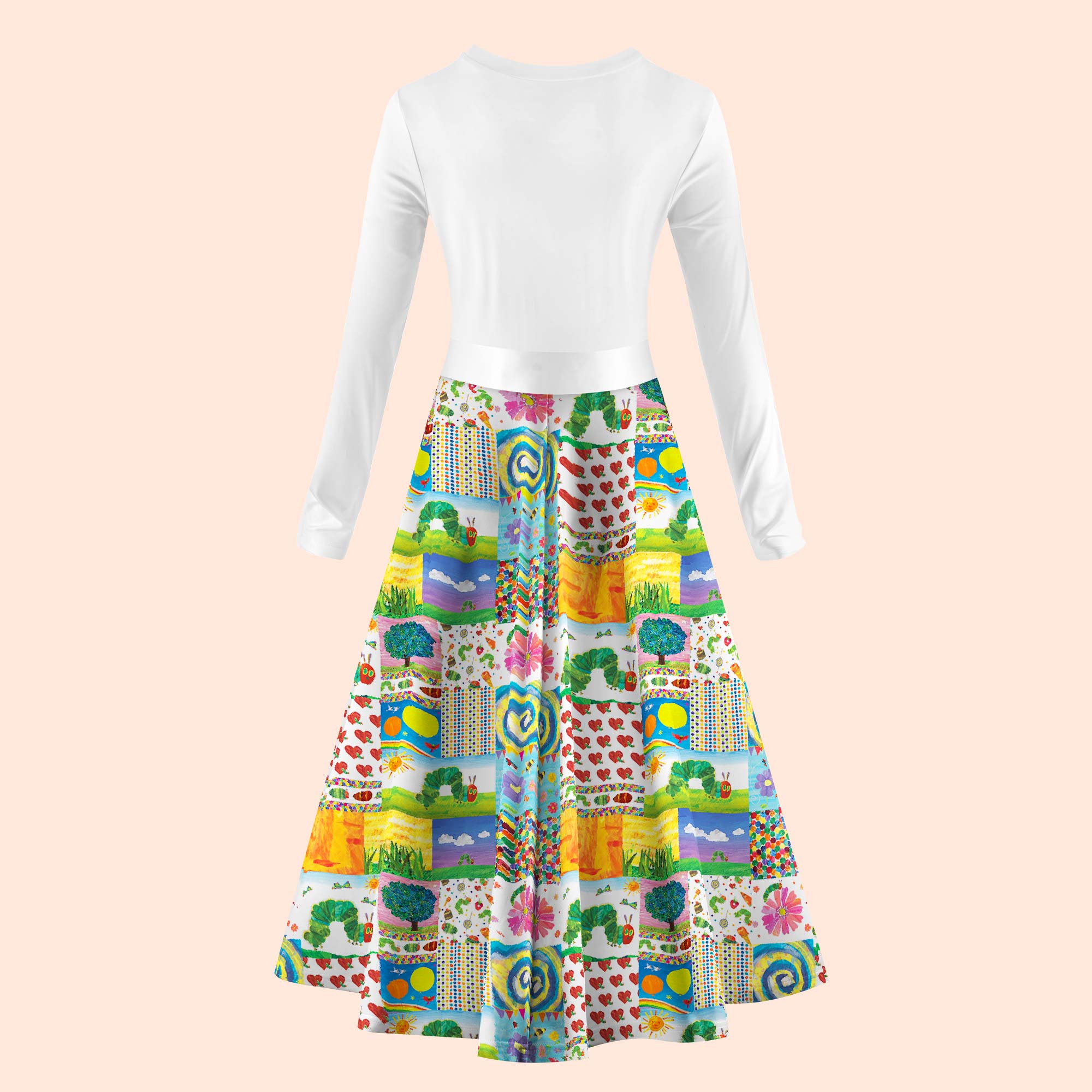 Garden Trip With Caterpillars Teacher Long Sleeve Dress