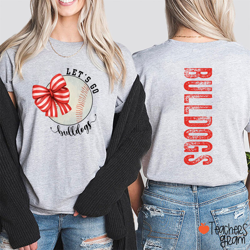 Personalized Sports And Mascot Let's Go Teacher Two Sided T-Shirt