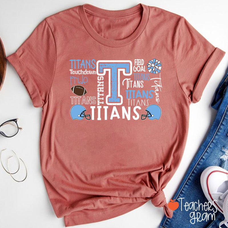 Personalized Mascot Football Pride Defense Field Goal Teacher T-Shirt