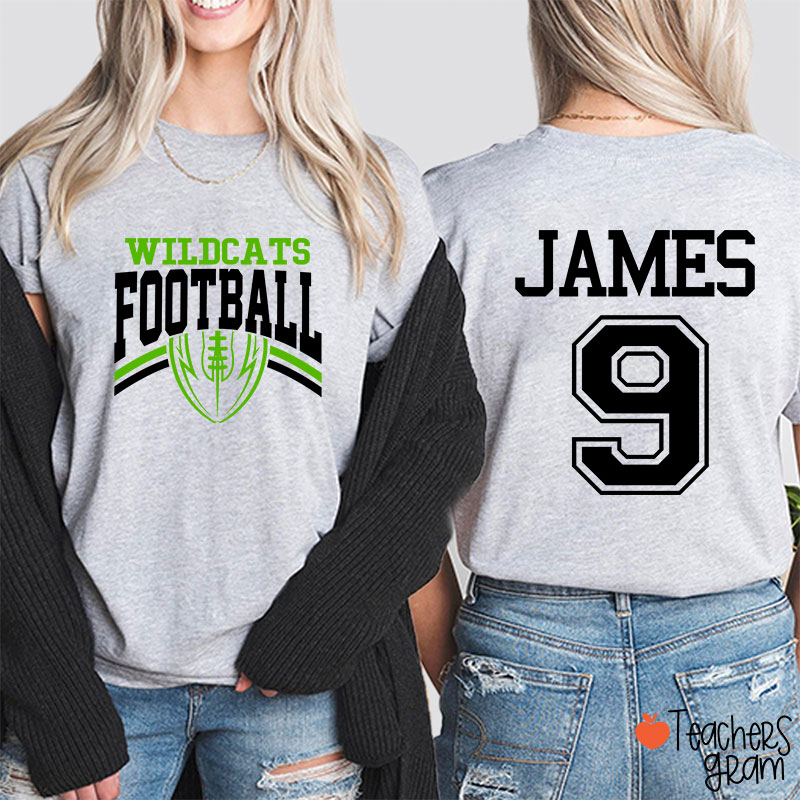 Personalized Mascot Football Game Day Teacher Two Sided T-Shirt