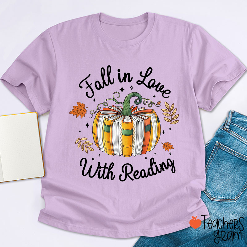 Fall In Love With Reading Autumn Teacher T-Shirt