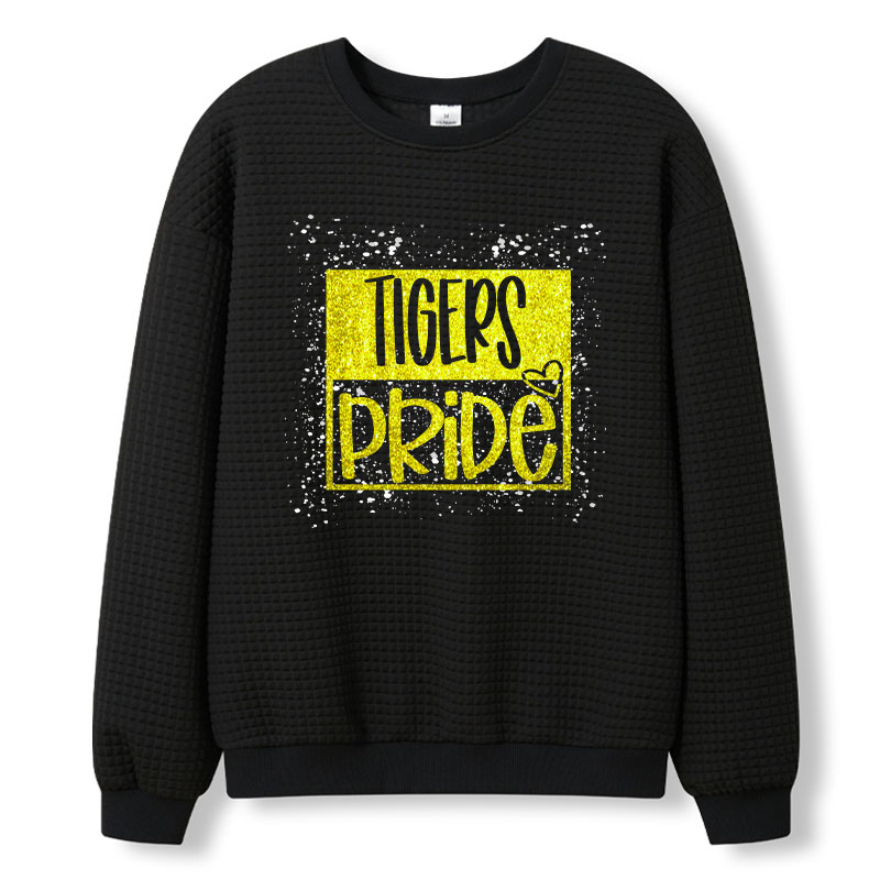 Personalized Mascot Confetti And Glitter Teacher Waffle Knit Sweatshirt