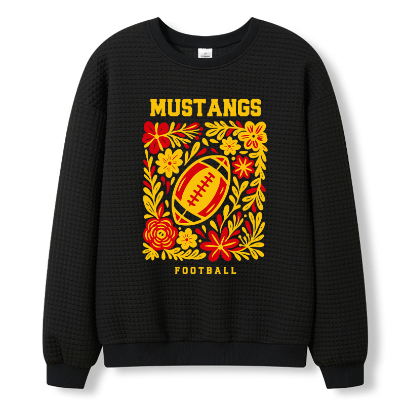 Personalized Mascot And Sport Flowers Teacher Waffle Knit Sweatshirt