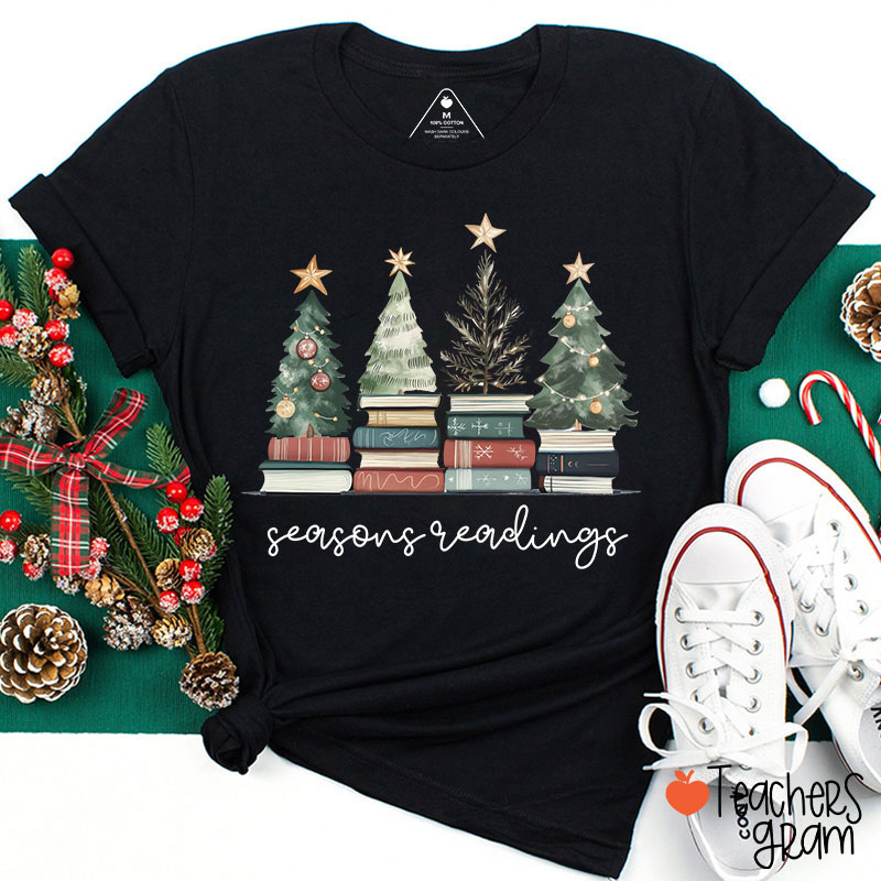 Bookish Christmas Seasons Readings Teacher T-Shirt