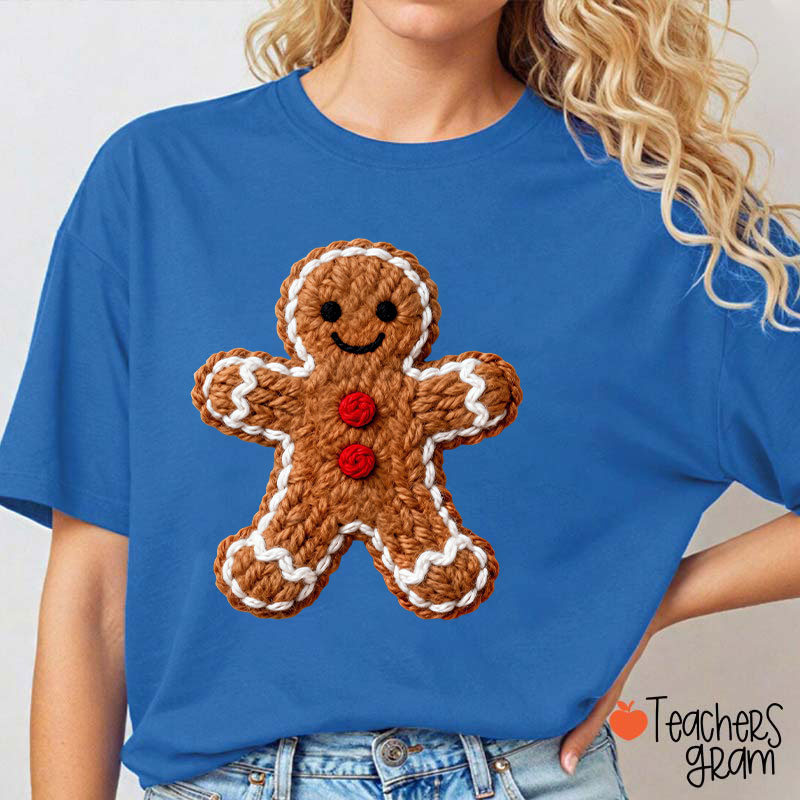 Faux Yarn Gingerbread Man Teacher T-Shirt