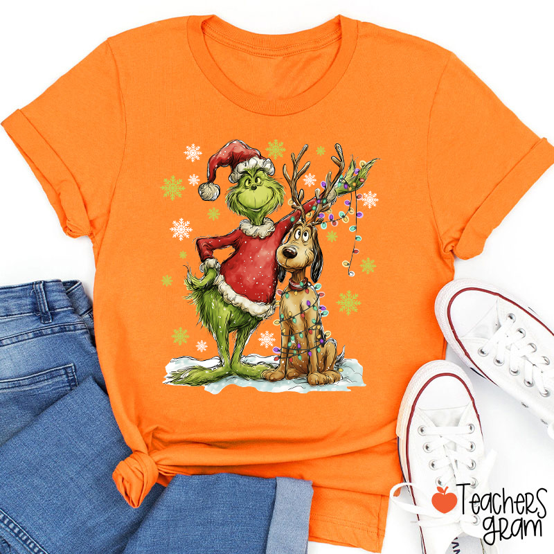 Green Guy And Dog Teacher T-Shirt