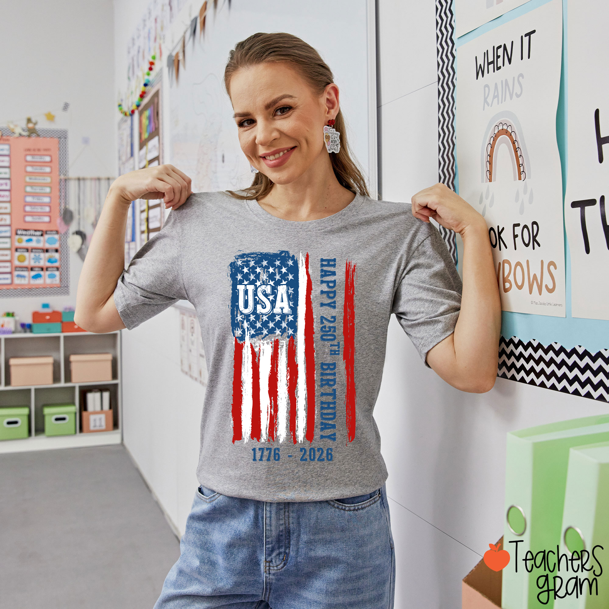 America Independence Day 1776-2026 Patriotic Teacher T-Shirt