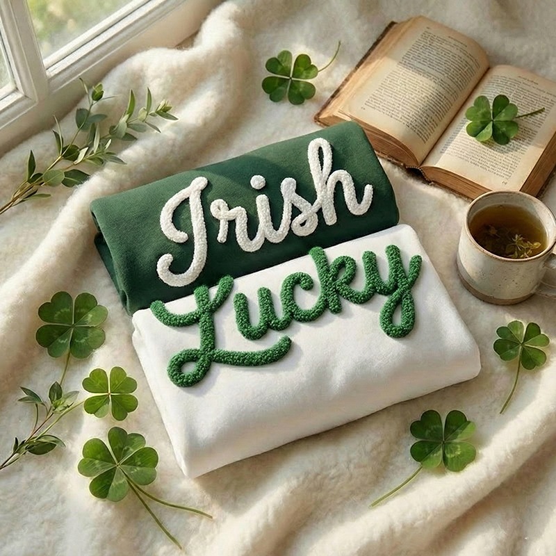 Personalized Chenille Yarn St Patrick's Day Teacher Sweatshirt