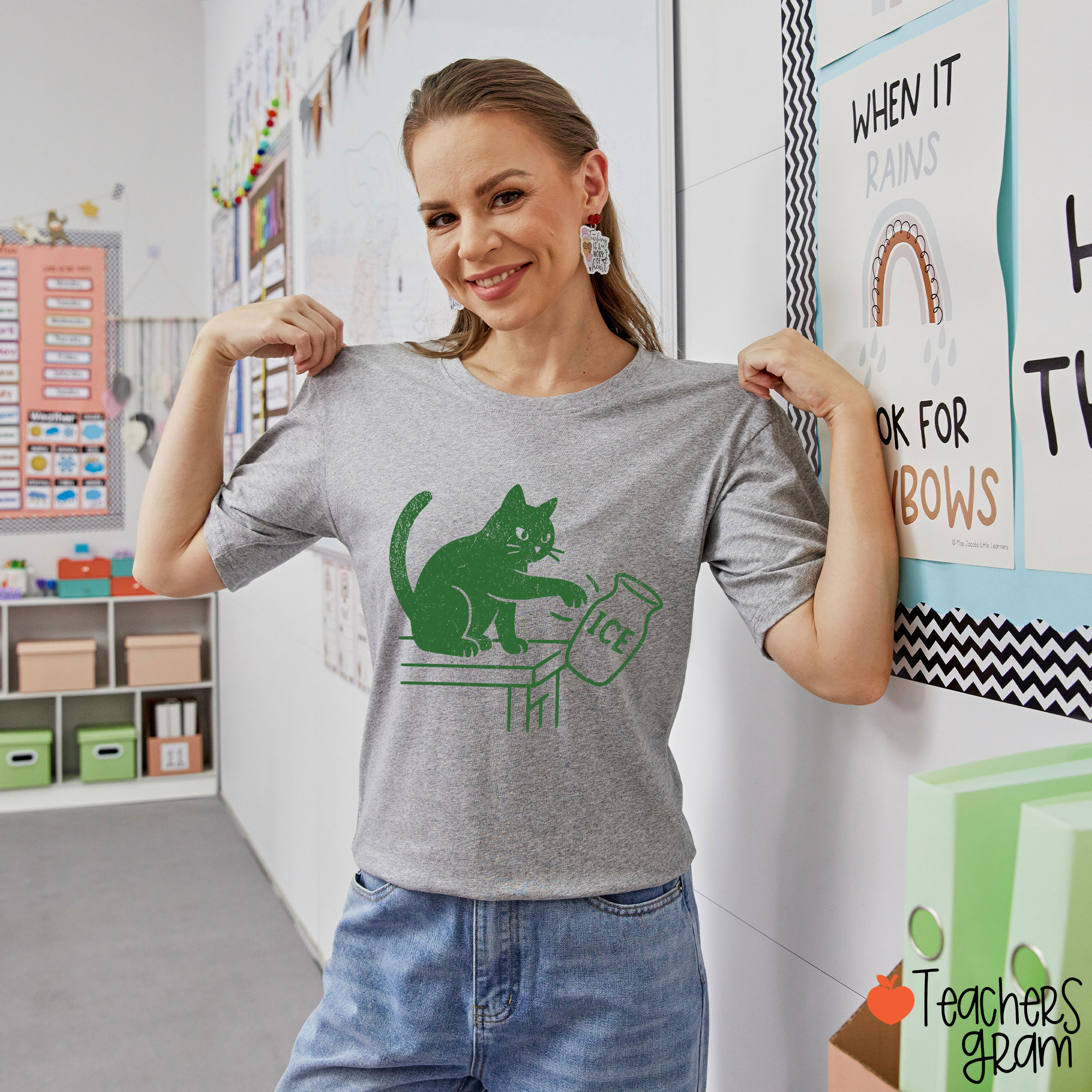 Abolish ICE Funny Cat Political Teacher T-Shirt