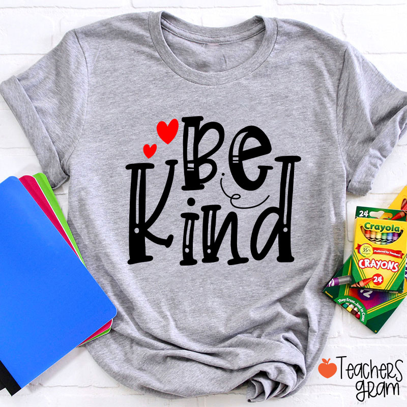 Be Kind Red Heart Teacher T-Shirt