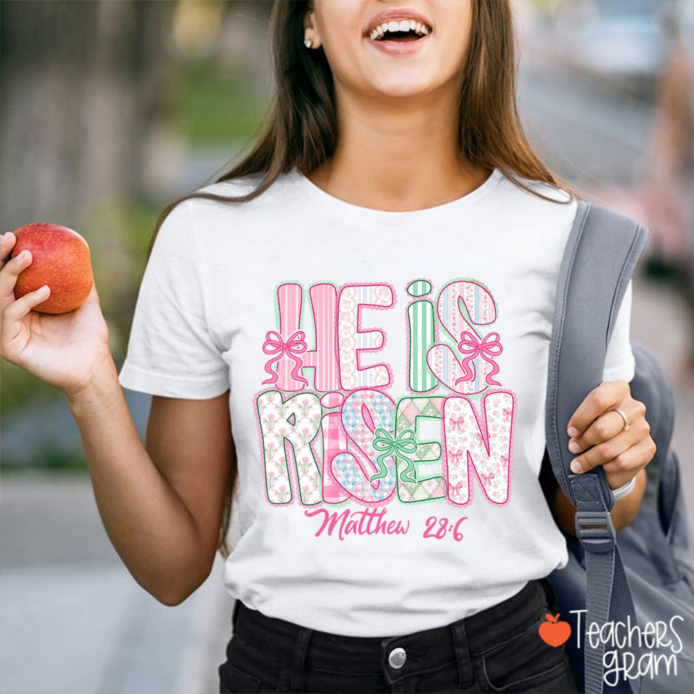He Is Risen Coquette Lace Teacher T-Shirt