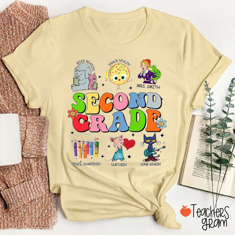 Personalized Book Reading Pencil Sharpening Teacher T-Shirt