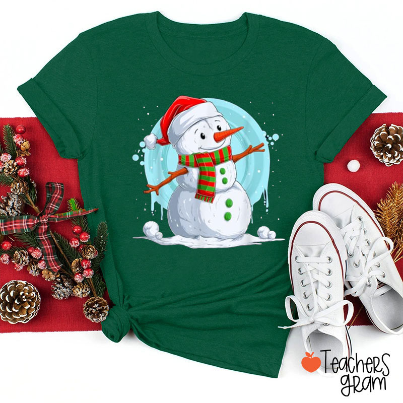Cute Snowman In Winter Teacher T-Shirt