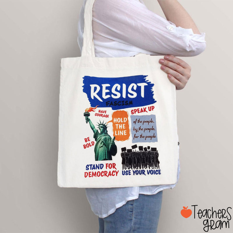 Resist Stand For Democracy Teacher Tote Bag