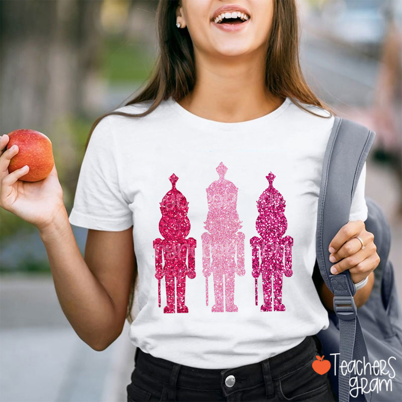 Glitter Nutcracker Soldier Teacher T-Shirt
