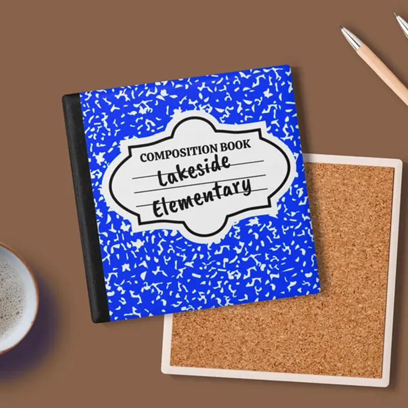 Personalised Name Polka Dot Composition Book Teacher Coasters