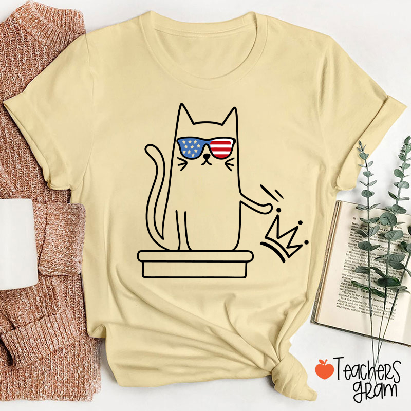 Cat No Kings In America Teacher T-Shirt