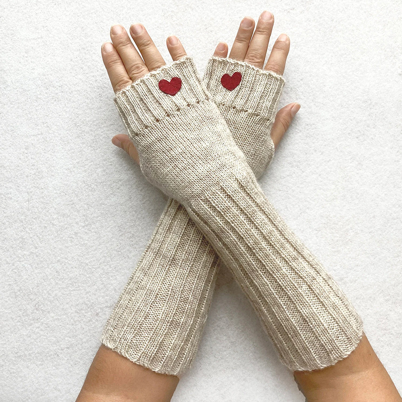 Handmade Arm Warmers Burgundy Heart