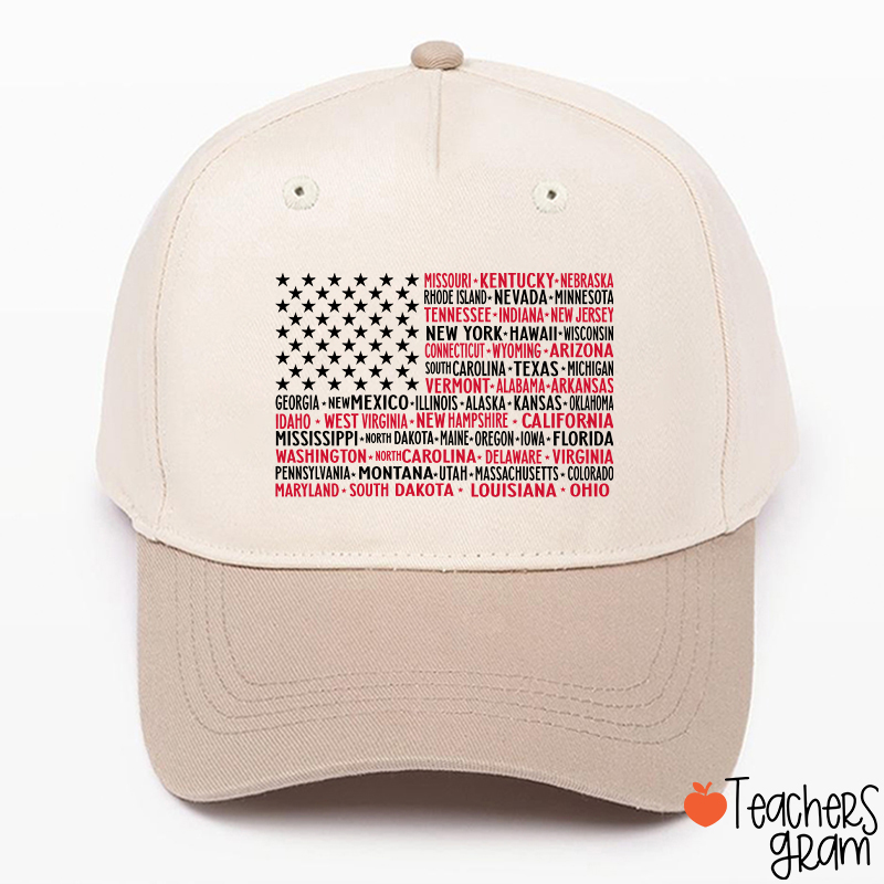 Vintage American Flag 4th Of July Teacher Baseball Cap