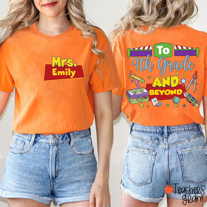 Personalized Name And Grade Teacher Story Beyond Teacher Two Sided T-Shirt