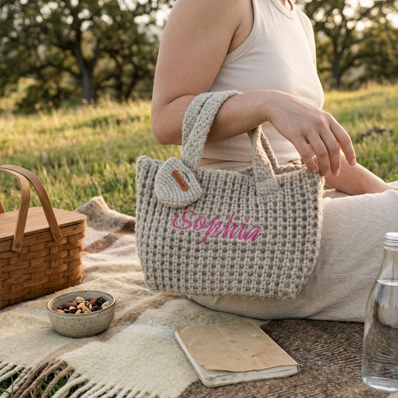 Personalized Name Woven Handbag