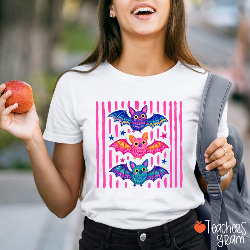 Colorful Little Bats Teacher T-Shirt