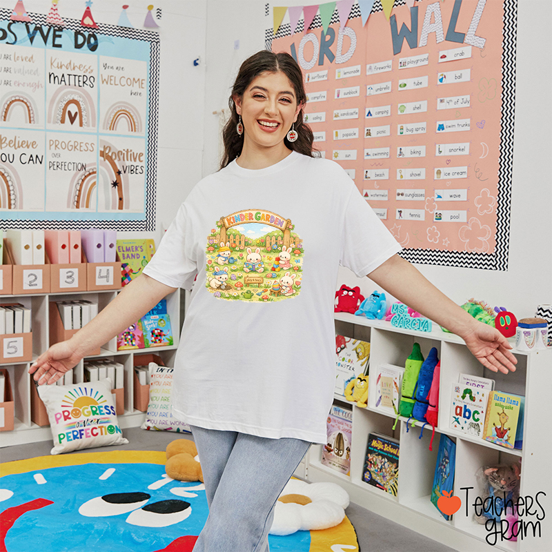 Personalized Grade Bunny Paradise Teacher T-Shirt
